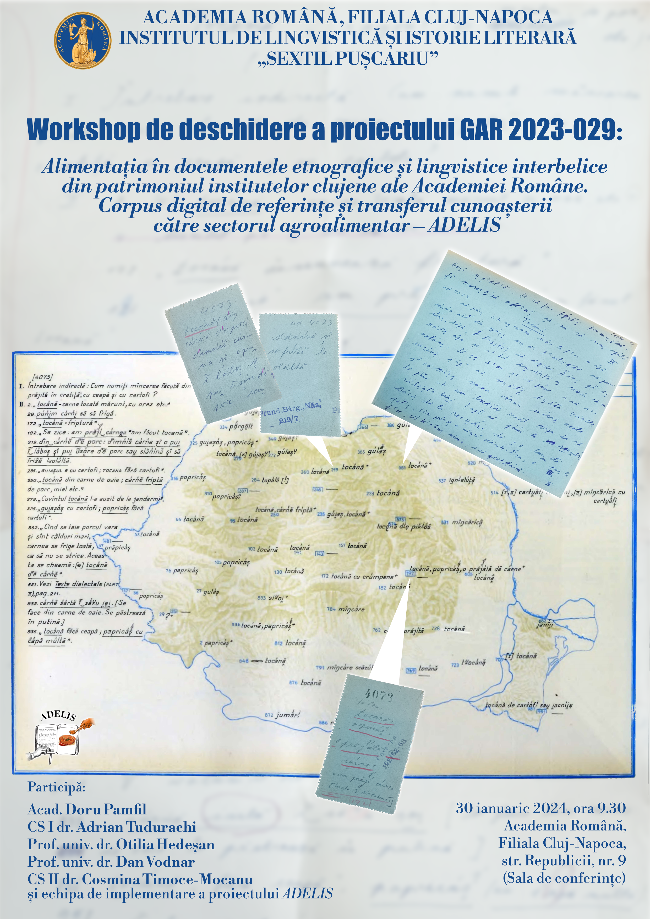 Cercetare umanistă și inovare în mediul academic clujean. Workshop de deschidere a proiectului GAR 2023-029: ADELIS